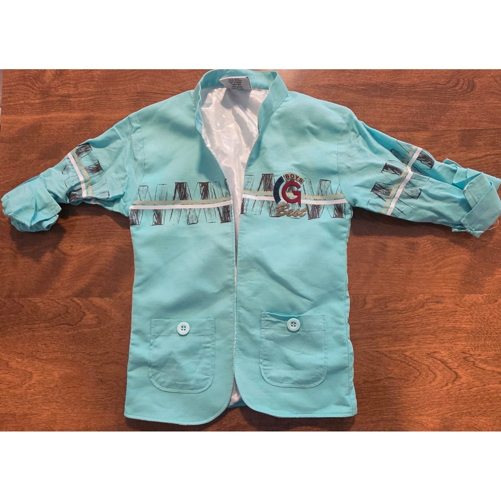 R-Connect Boys Light Blue Graphic Blazer Jacket Size 5